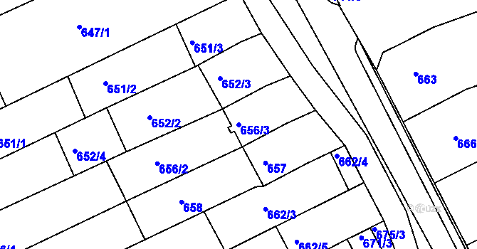 Parcela st. 656/3 v KÚ Nivnice, Katastrální mapa