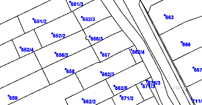 Parcela st. 657 v KÚ Nivnice, Katastrální mapa