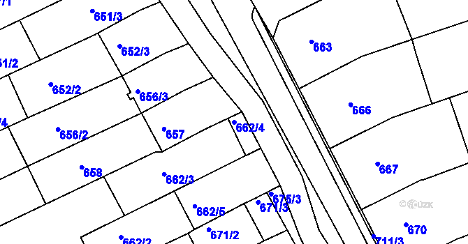 Parcela st. 662/4 v KÚ Nivnice, Katastrální mapa