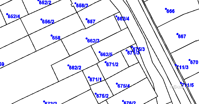 Parcela st. 662/5 v KÚ Nivnice, Katastrální mapa