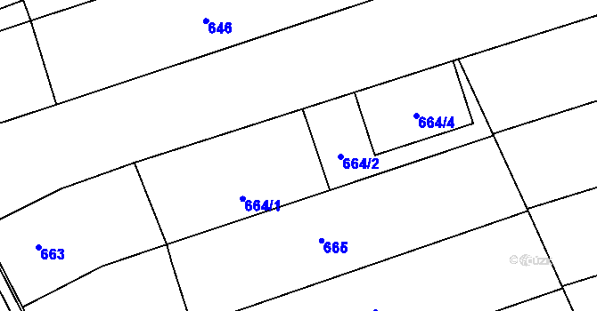 Parcela st. 664 v KÚ Nivnice, Katastrální mapa