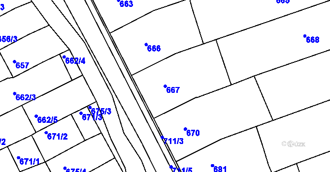 Parcela st. 667 v KÚ Nivnice, Katastrální mapa