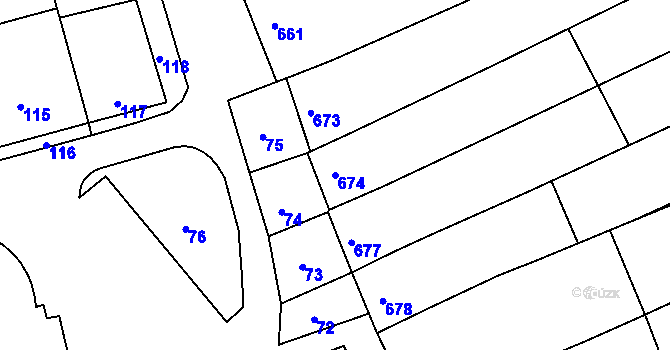 Parcela st. 674 v KÚ Nivnice, Katastrální mapa