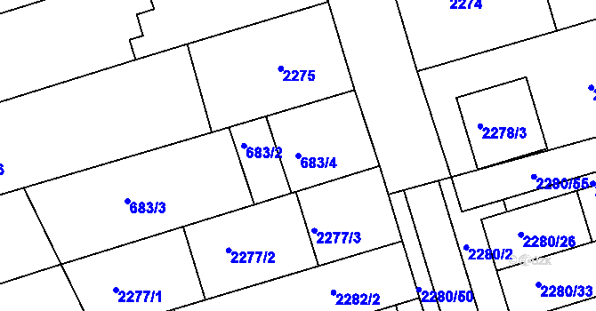 Parcela st. 683/4 v KÚ Nivnice, Katastrální mapa