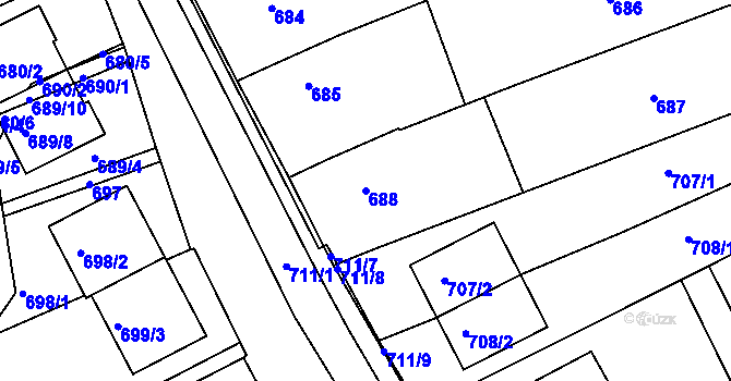 Parcela st. 688 v KÚ Nivnice, Katastrální mapa