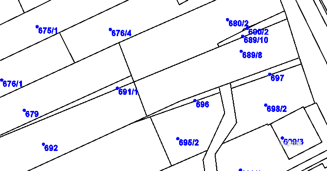 Parcela st. 689/3 v KÚ Nivnice, Katastrální mapa