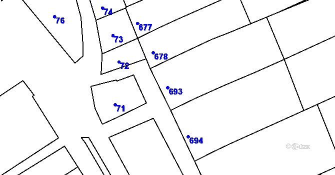 Parcela st. 693 v KÚ Nivnice, Katastrální mapa