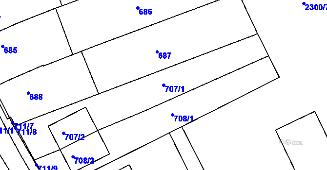 Parcela st. 707/1 v KÚ Nivnice, Katastrální mapa