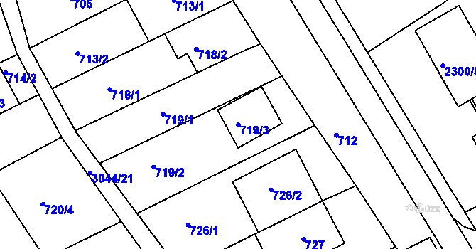 Parcela st. 719/3 v KÚ Nivnice, Katastrální mapa