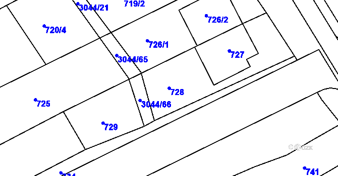 Parcela st. 728 v KÚ Nivnice, Katastrální mapa