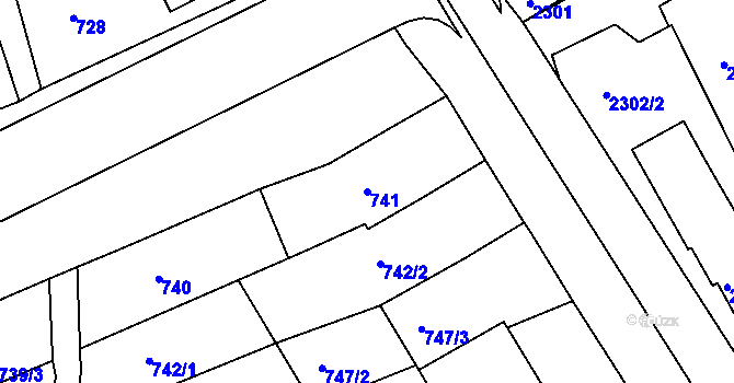 Parcela st. 741 v KÚ Nivnice, Katastrální mapa
