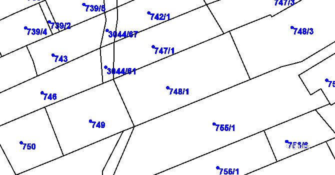 Parcela st. 748/1 v KÚ Nivnice, Katastrální mapa