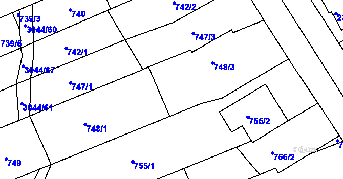 Parcela st. 748/2 v KÚ Nivnice, Katastrální mapa