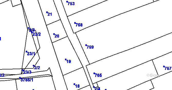 Parcela st. 759 v KÚ Nivnice, Katastrální mapa