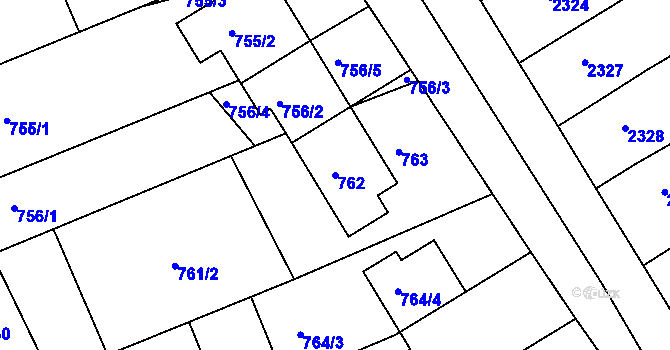 Parcela st. 762 v KÚ Nivnice, Katastrální mapa