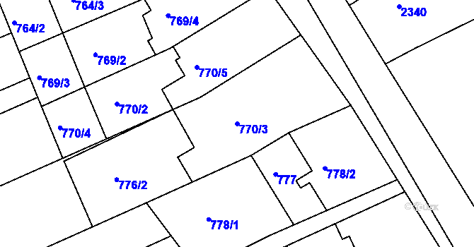 Parcela st. 770/3 v KÚ Nivnice, Katastrální mapa