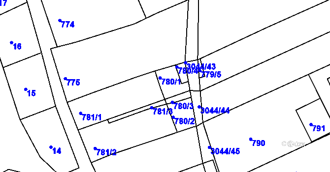Parcela st. 780/1 v KÚ Nivnice, Katastrální mapa