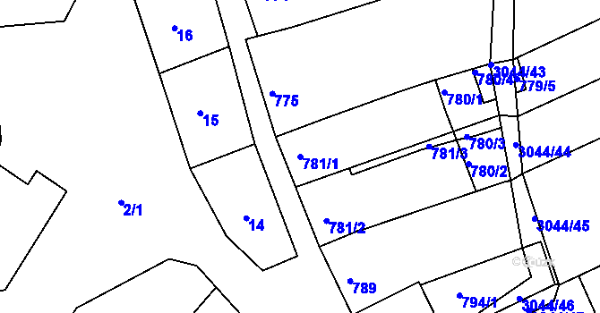 Parcela st. 781/1 v KÚ Nivnice, Katastrální mapa