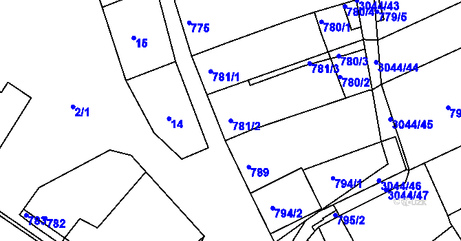 Parcela st. 781/2 v KÚ Nivnice, Katastrální mapa