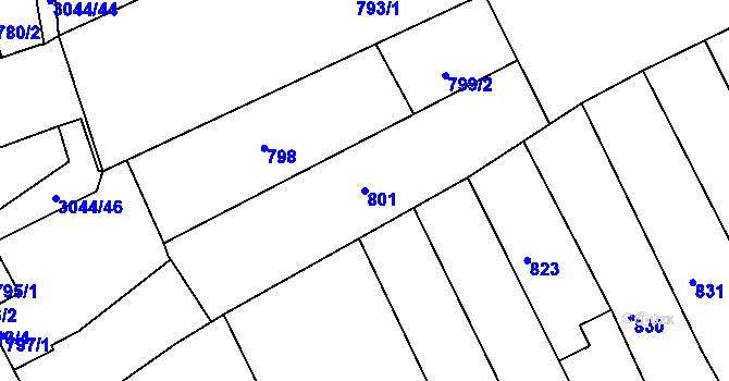Parcela st. 801 v KÚ Nivnice, Katastrální mapa