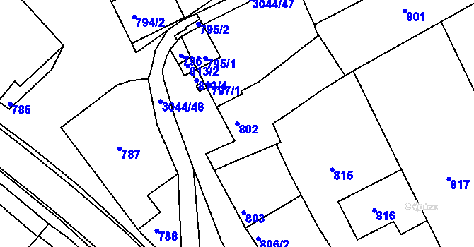 Parcela st. 802 v KÚ Nivnice, Katastrální mapa