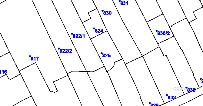 Parcela st. 825 v KÚ Nivnice, Katastrální mapa
