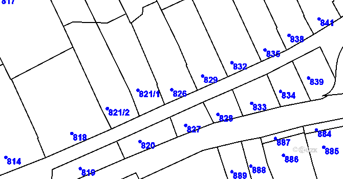 Parcela st. 826 v KÚ Nivnice, Katastrální mapa