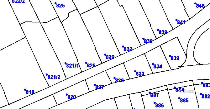 Parcela st. 829 v KÚ Nivnice, Katastrální mapa
