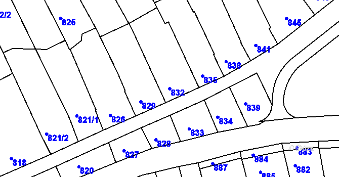 Parcela st. 832 v KÚ Nivnice, Katastrální mapa