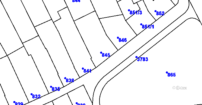 Parcela st. 845 v KÚ Nivnice, Katastrální mapa