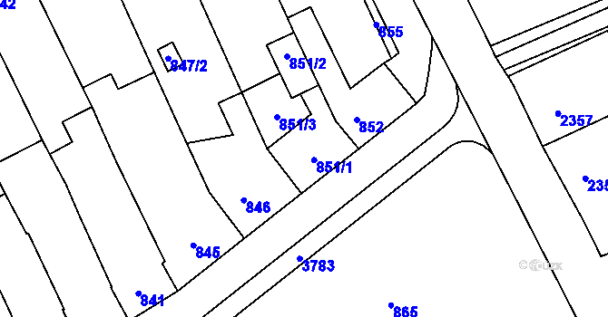 Parcela st. 851 v KÚ Nivnice, Katastrální mapa