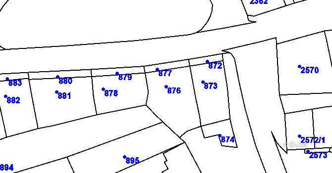 Parcela st. 876 v KÚ Nivnice, Katastrální mapa
