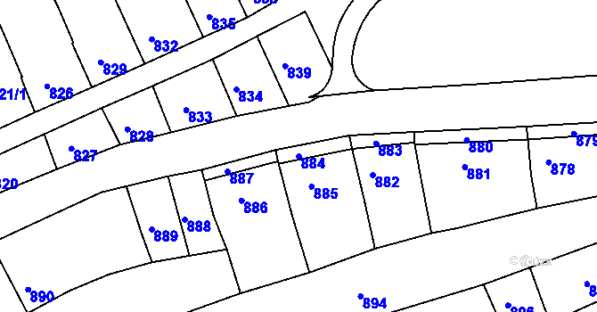 Parcela st. 884 v KÚ Nivnice, Katastrální mapa