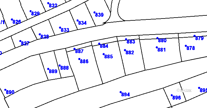 Parcela st. 885 v KÚ Nivnice, Katastrální mapa