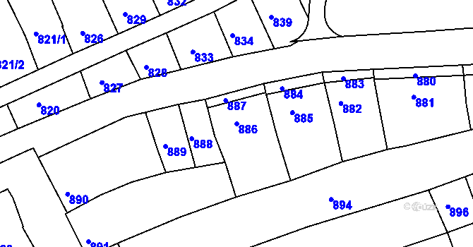 Parcela st. 886 v KÚ Nivnice, Katastrální mapa