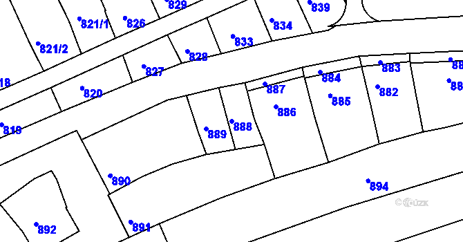 Parcela st. 888 v KÚ Nivnice, Katastrální mapa