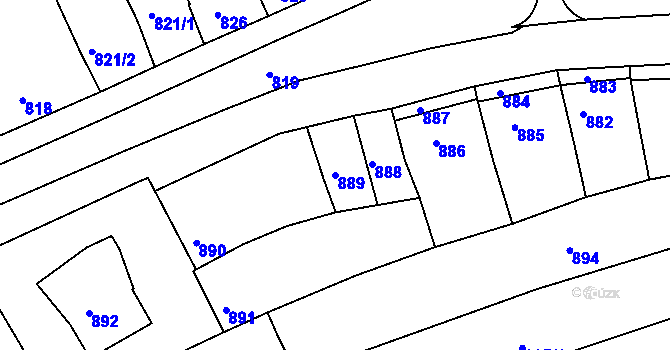 Parcela st. 889 v KÚ Nivnice, Katastrální mapa