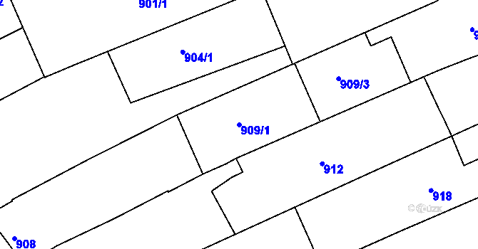 Parcela st. 909/1 v KÚ Nivnice, Katastrální mapa