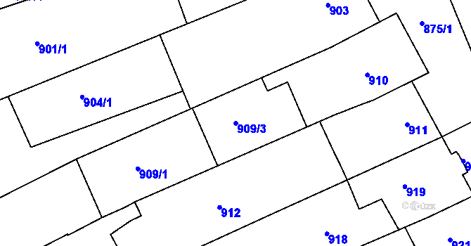 Parcela st. 909/3 v KÚ Nivnice, Katastrální mapa