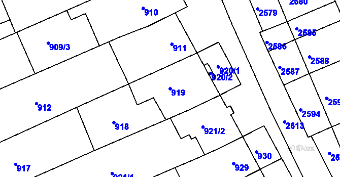 Parcela st. 919 v KÚ Nivnice, Katastrální mapa