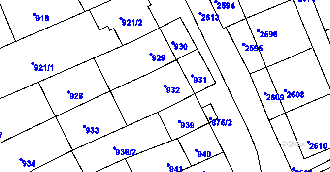 Parcela st. 932 v KÚ Nivnice, Katastrální mapa