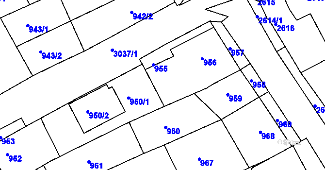 Parcela st. 954 v KÚ Nivnice, Katastrální mapa
