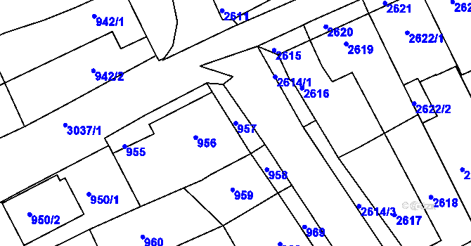 Parcela st. 957 v KÚ Nivnice, Katastrální mapa