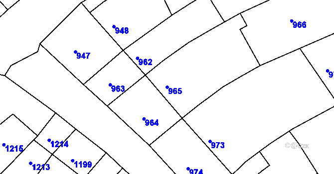 Parcela st. 965 v KÚ Nivnice, Katastrální mapa