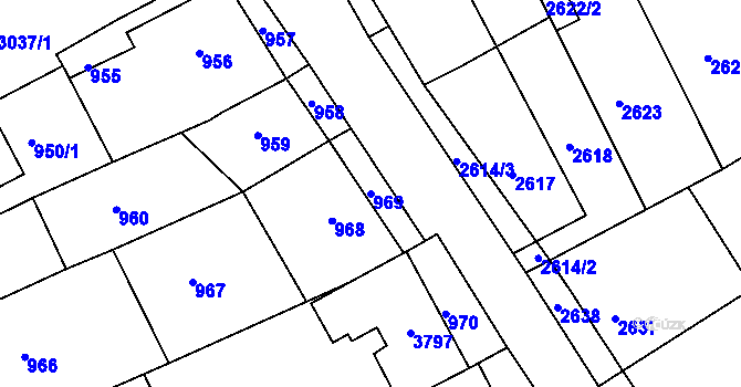 Parcela st. 969 v KÚ Nivnice, Katastrální mapa