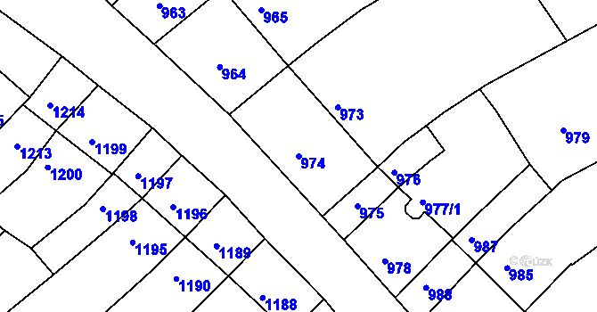 Parcela st. 974 v KÚ Nivnice, Katastrální mapa