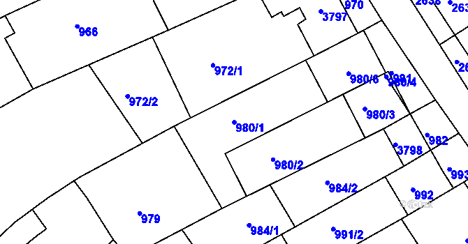 Parcela st. 980/1 v KÚ Nivnice, Katastrální mapa
