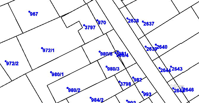 Parcela st. 980/6 v KÚ Nivnice, Katastrální mapa