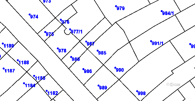 Parcela st. 985 v KÚ Nivnice, Katastrální mapa
