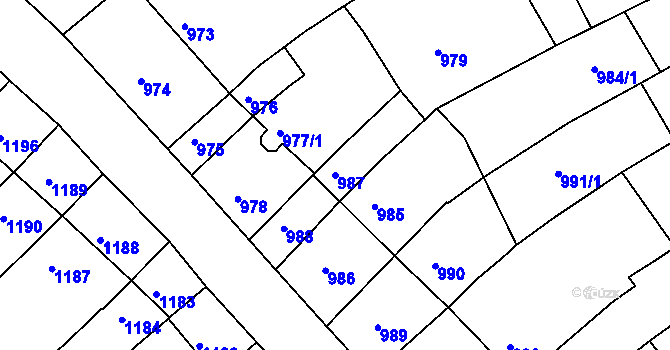 Parcela st. 987 v KÚ Nivnice, Katastrální mapa